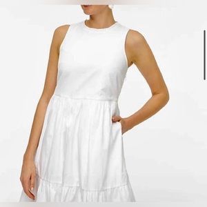 J. Crew Sleeveless Tiered Midi Dress in White Cotton Size 4